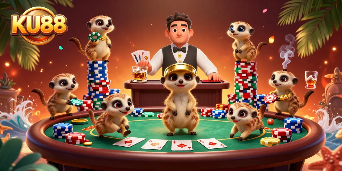 Engage in thrilling casino play at KU88 with meerkats operating an exciting gaming scene.