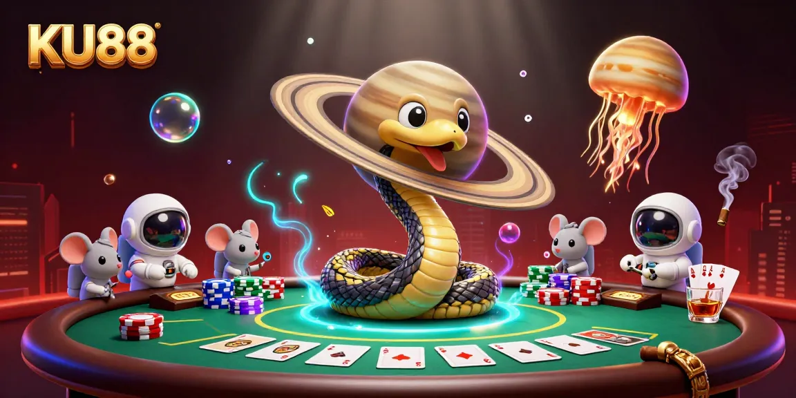 Experience the thrilling bets at KU88 Casino with animated cosmic characters in action.