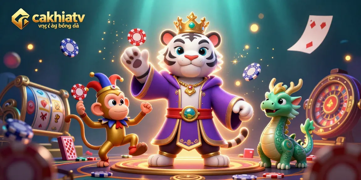 Engage with cakhiatv trực tiếp bóng đá in a vibrant casino scene featuring playful characters and game elements.